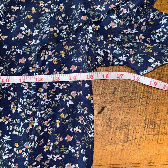 GUNNE SAX Womens Navy Blue Floral Long Prairie Cottage Short Sleeve Vtg Dress‎ - Picture 13 of 16